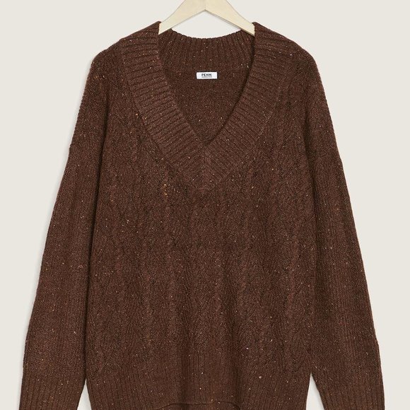 Penningtons Brown V-Neck Nep Yarn Sweater - Picture 4 of 15